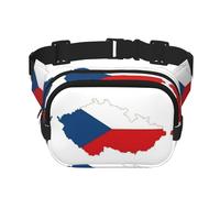 the Czech Republic Flag Map print Cute Large Black Fanny Packs for Women Cross Body Waist Bag Nylon Fashionable Fanny Pack, Black, One Size