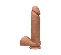 The D Perfect D 8-Inches Dildo with Balls Caramel Tan by Doc Johnson
