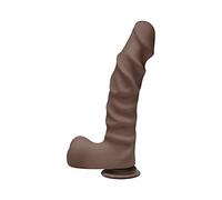 The D Ragin D 9-Inches Dildo with Balls Chocolate Brown by Doc Johnson