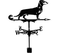 The Dachshund Weathervanes, Wind Direction Indicator, Stainless Steel Measuring Tools That can be Installed Vertically, Dog Silhouette Garden Courtyard Roof Decoration