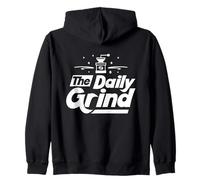 The Daily Grind Coffee Lover Barista Humor Zip Hoodie