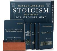 The Daily Stoic Quotes - Marcus Aurelius Stoicism Cards | 122 Daily Stoic Quotes with Wooden Stand and Gift Box - Inner Strength Wisdom Stoic Reminders - Unique Home and Office Decor