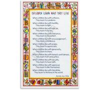 The Daily Touchstone Children Learn What They Live Quote Canvas Art for a Values Centered Home Environment(Unframed,16x24inch(40x60cm))