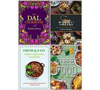 The Dal Cookbook [Hardcover], Mowgli Street Food [Hardcover], Fresh & Easy Indian Vegetarian Cookbook, Indian Street Food 4 Books Collection Set