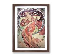 The Dance By Alphonse Mucha Classic Painting Framed Print | A4 Walnut Framed Wall Art | Ready to Hang | Classic Historical Picture | Living Room Bedroom Lounge Office