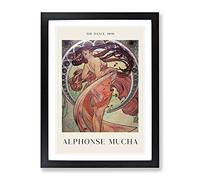 The Dance By Alphonse Mucha Exhibition Museum Painting Framed Print | A4 Black Framed Wall Art | Ready to Hang | Modern Historical Picture | Living Room Bedroom Lounge Office