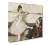 The Dance Lesson by Edgar Degas Canvas Print | Gallery Wrapped 30mm Frame Wall Art | 14x14 inches | Ready to Hang | Modern Picture | Living Room Bedroom Lounge Office