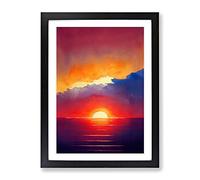 The Daring Sunset Framed Print | A4 Black Framed Wall Art | Ready to Hang | Modern Landscape Picture | Living Room Bedroom Lounge Office