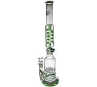 The Dark Diamond Glass Water Bong - Freezable Coil - Two Percolators Height 46cm/18.5in - Joint Size: 18.8mm Removable Downsteam - Thickness: 5mm - Base Diameter: 5 inches (Green)