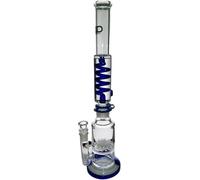 The Dark Diamond Glass Water Bong - Freezable Coil - Two Percolators Height 46cm/18.5in - Joint Size: 18.8mm Removable Downsteam - Thickness: 5mm - Base Diameter: 5 inches (Blue)