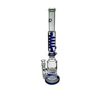 The Dark Diamond Glass Water Bong - Freezable Coil - Two Percolators Height 46cm/18.5in - Joint Size: 18.8mm Removable Downsteam - Thickness: 5mm - Base Diameter: 5 inches (Blue) TDDPHX64B