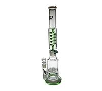 The Dark Diamond Glass Water Bong - Freezable Coil - Two Percolators Height 46cm/18.5in - Joint Size: 18.8mm Removable Downsteam - Thickness: 5mm - Base Diameter: 5 inches (Green) TDDPHX46G
