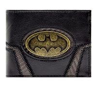 The Dark Knight Batman Suit Up Gold Badge Black ID and Card Bi-Fold Wallet, One Size