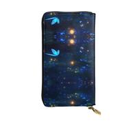The darkness of night Printed leather wallet, 7.5 x 4.1-inch long credit card holder, portable travel cash wallet