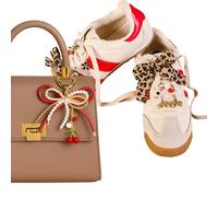 The Darling Effect Gold Cheetah Bag Charms Matching Shoe and Purse Accessories Animal Print Bows for Layering with Beaded Bows Cherry Red Luxe Glam Accessory Set