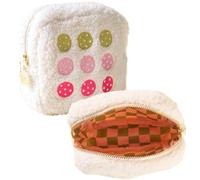 The Darling Effect Makeup Bag Travel Cosmetic Pouch Sherpa Teddy Pouch for Jewelry Toiletry Accessories Reusable Tote Bag Fully Lined for Work Home or Travel Pickleball Balls, Pink Green Pickleballs,