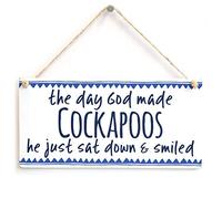 The Day God Made Cockapoos he just sat Down & Smiled Sign - Cute Cockapoo Dog Gift Plaque