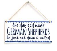 The Day God Made German Shepherds he just sat Down & Smiled - Adorable Little GSD Gift Plaque German Shepherd Lover Gifts