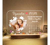 The Day I Found My Missing Piece Light Frame Mothers Day Gifts for Mum Custom Photo Frame with Night Light Personalised Calendar Acrylic Puzzle Plaque Picture Gifts for Grandma Granny