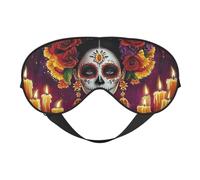 The Day of The Dead Sugar Skull Flower Print Sleep Mask with Adjustable Strap, Comfortable Eye Cover for Travel, Yoga, Napping, Sleeping & Relaxation