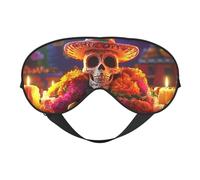 The Day of The Dead Sugar Skull with Marigolds Print Sleep Mask with Adjustable Strap, Comfortable Eye Cover for Travel, Yoga, Napping, Sleeping & Relaxation