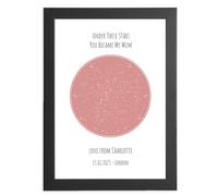 The Day You Became My Mummy Gifts, Size of Your Choice, Sentimental Birthday Gifts for Mum From Daughter Personalised, Customised Star Wall Art Pink, Constellation Print