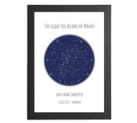 The Day You Became My Nanny Star Constellation Print Of The Night Sky - Mother's Day Gift - First Mother's Day Gift - Nana Birthday Gift - Choose Your Colour, Optional Sizes and Print Or Frame