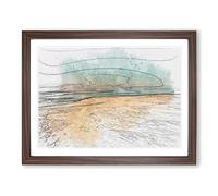 The Dead Sea In Israel In Abstract Modern Art Framed Print | A2 Walnut Framed Wall Art | Ready to Hang | Abstract Nautical Picture | Living Room Bedroom Lounge Office