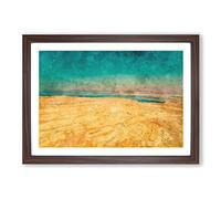 The Dead Sea in Israel Painting Framed Print | A2 Walnut Framed Wall Art | Ready to Hang | Modern Nautical Picture | Living Room Bedroom Lounge Office