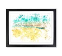 The Dead Sea In Israel Watercolour Modern Framed Print | A2 Black Framed Wall Art | Ready to Hang | Modern Nautical Picture | Living Room Bedroom Lounge Office