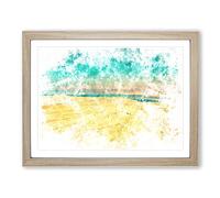 The Dead Sea In Israel Watercolour Modern Framed Print | A3 Oak Framed Wall Art | Ready to Hang | Modern Nautical Picture | Living Room Bedroom Lounge Office