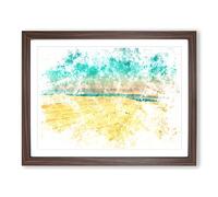 The Dead Sea In Israel Watercolour Modern Framed Print | A4 Walnut Framed Wall Art | Ready to Hang | Modern Nautical Picture | Living Room Bedroom Lounge Office