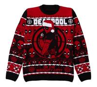The Deadpool® Official Christmas Jumper | On The Naughty List Red Christmas Sweater | Gifts for Comic Fans | Proudly Made in The UK