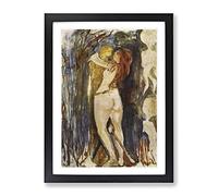 The Death And The Young Girl By Edvard Munch Classic Painting Framed Wall Art Print, Ready to Hang Picture for Living Room Bedroom Home Office Décor, Black A3 (34 x 46 cm)