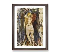 The Death And The Young Girl By Edvard Munch Classic Painting Framed Wall Art Print, Ready to Hang Picture for Living Room Bedroom Home Office Décor, Walnut A3 (34 x 46 cm)