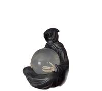 The Death God's Crystal Ball - LED Light Grim Reaper Water Globe Halloween Decor, Gothic Liquid Motion Glitter Water Globe, Black Reaper Snow Globe Table Decor for Home Party