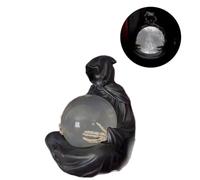 The Death God's Crystal Ball, LED Light Grim Reaper Water Globe Halloween Decor Halloween Snow Globe Crystals Glowing Balls with Floating Bats for Table Desk Kitchen Home Party Decor (1 PCS)