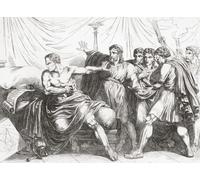 The Death of Cato the Younger. Marcus Porcius Cato 95 BC - 46 BC. Roman Republican senator who committed suicide after setbacks in Caesar's Civil War. After a 19th century work by Bartolomeo Pinelli