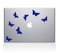 The Decal Guru 1029-MAC-12M-DB Butterflies Decal Vinyl Sticker, 12" Macbook, Blue