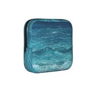 The Deep Blue Sea American Flag Compact Sanitary Napkin Storage Bag for Women - Portable and Stylish with Zipper for Daily Carry