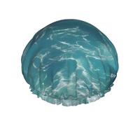 The Deep Blue Sea Double Layer Waterproof Shower Cap For Women, Reusable Bath Hat With Elastic Band, Keep Hair Dry For Shower And Skincare