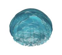 The deep blue sea Double layer women's shower cap, reusable, large size design suitable for all hair lengths, suitable for girls, spa and home salon use.