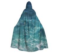The deep Blue sea Hooded Cloak Witch Cloak Long Velvet Cape Unisex Christma