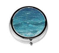 The deep Blue sea Round Mini Pill Box, 3 Compartment Pill Box, Portable Pill Box, can be Put into Wallet, Pocket, Light and Convenient