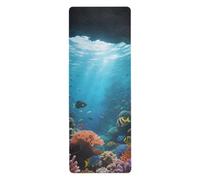 The Deep Blue Seabed travel yoga mat for men printed, non slip, hot yoga mat towel non slip grip and bag tapete para ejercicio 71x26 inches