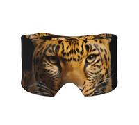 The deep-Eyed Leopard Adjustable Sleep Eye mask and Earmuffs, Unisex Side Sleeping Headband (26.8 * 4.3 inches), Indoor and Outdoor Travel Yoga Comfort Cover,