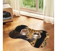 The deep-eyed leopard Bone Shaped Absorbent Dog Feeding Mat