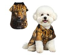 The deep-eyed leopard Breathable Hawaiian Dog Shirt Summer Button Up Top for Small Medium Dogs S