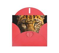 The Deep-Eyed Leopard Horizontal Holiday Card With Red Heart Shaped Envelope And Write Various Holiday Greetings