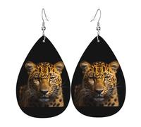 The deep-eyed leopard Leather Earring Pairs Teardrop Faux Leather Earrings Set for Women Lightweight Leather Dangle Drop Earrings.
